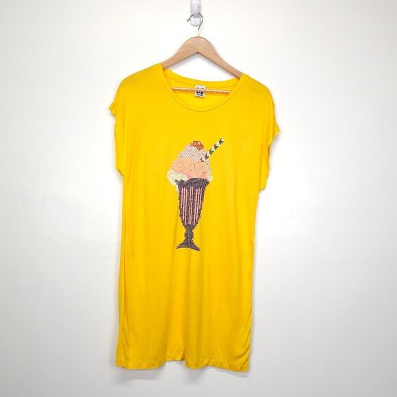 M MISSONI Yellow Summery Loose Fit Oversized Shirt with Ice Cream Design - Picture 8 of 12